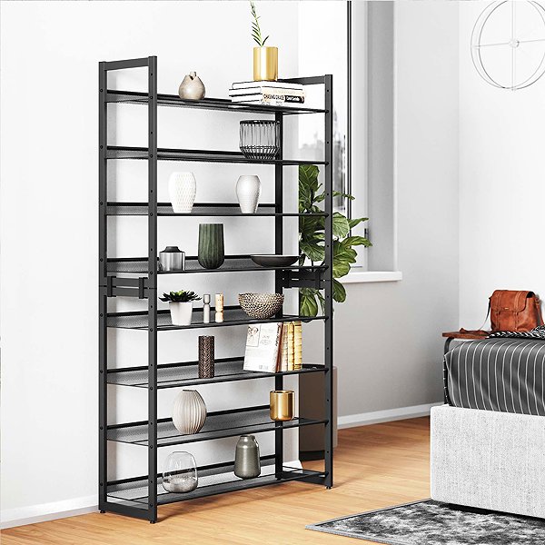 Shoe Rack Songmics Dancer Shoe rack metal 8 shelves black ...