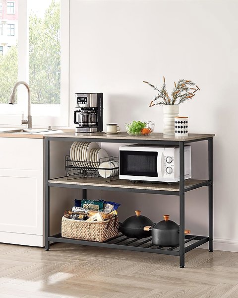 Shelving Unit Houseland Kitchen shelf Vasagle Reedo, oak / black ...