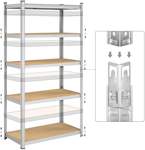 Shelving Unit Songmics Wera 100 × 200 cm silver ...