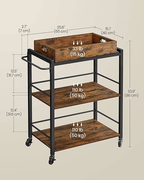 Shelving Unit Songmics Vasagle Becky Kitchen mobile shelf brown/black ...