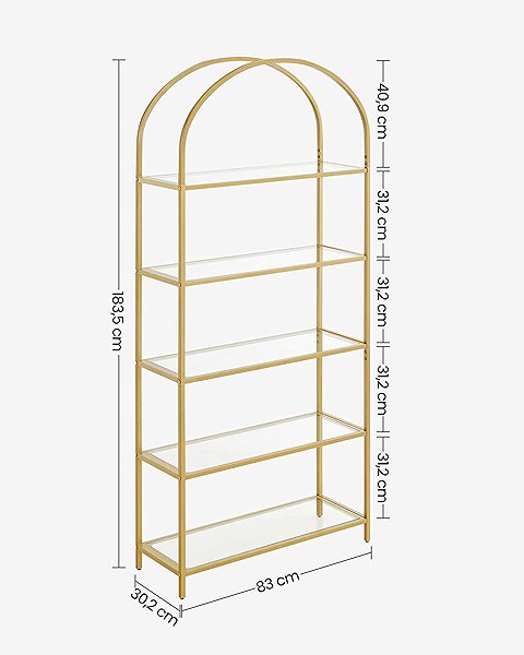 Shelving Unit Songmics Montrie 183,5 cm gold ...