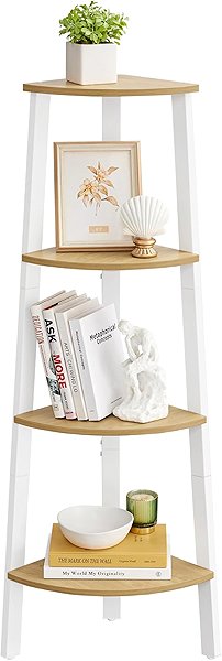 Shelving Unit Songmics Vasagle Djerha Corner shelf natural oak/white ...