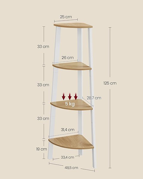 Shelving Unit Songmics Vasagle Djerha Corner shelf natural oak/white ...