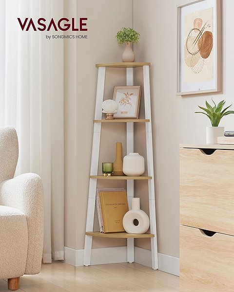 Shelving Unit Songmics Vasagle Djerha Corner shelf natural oak/white ...