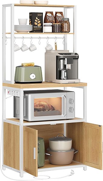 Shelving Unit Songmics Vasagle Nori Kitchen shelf with drawer 60 cm, white/brown ...