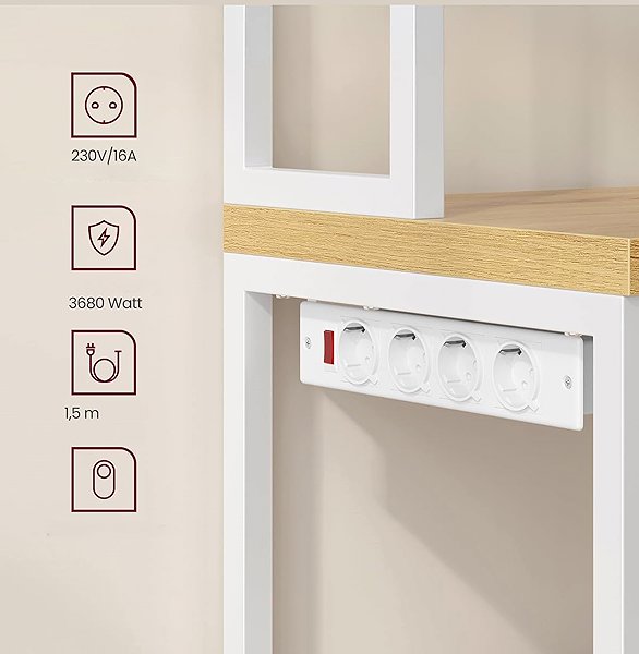 Shelving Unit Songmics Vasagle Nori Kitchen shelf with drawer 60 cm, white/brown ...