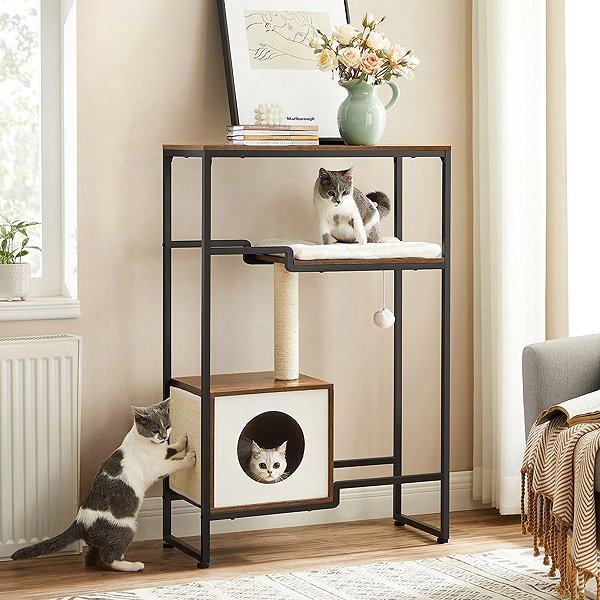 Cat scratching post Songmics Vasagle Tecca Shelf with cat scratching post brown .