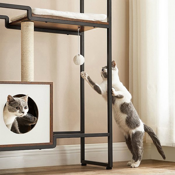 Cat scratching post Songmics Vasagle Tecca Shelf with cat scratching post brown .