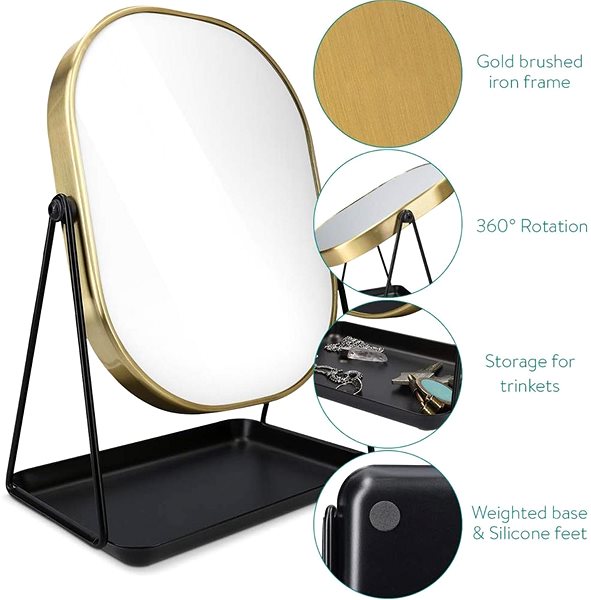 Makeup Mirror Sortland Narvik cosmetic mirror - gold and black ...