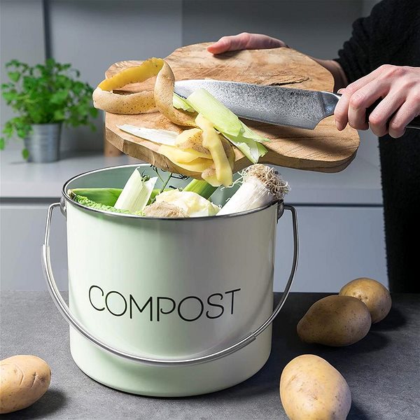 Odpadkový koš Sortland Nordic Kompostér do kuchyně, 5 l, kovový - mátově zelený ...