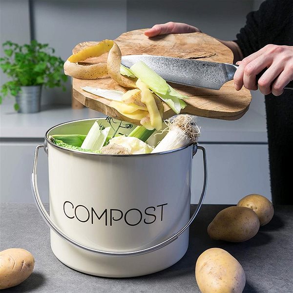 Rubbish Bin Sortland Nordic Kitchen composter, 3 l, metal - cream ...