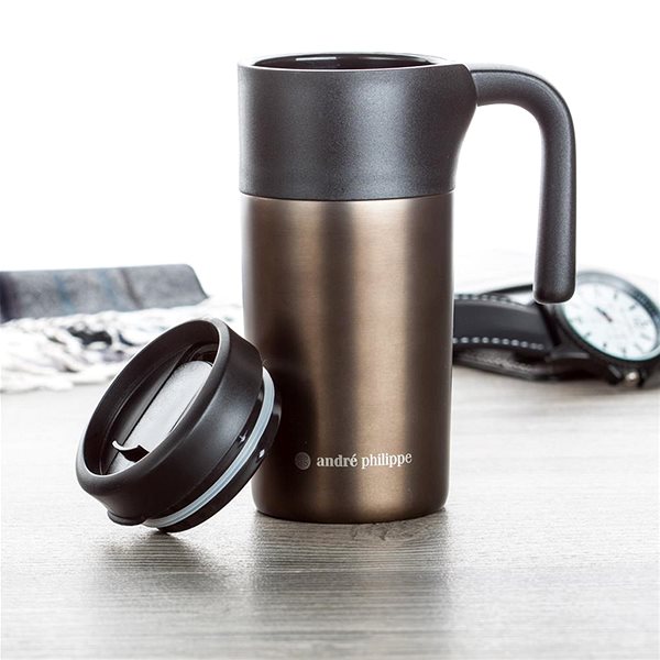 Thermal Mug Sortland Thermo mug André Philippe with handle 330 ml, bronze ...