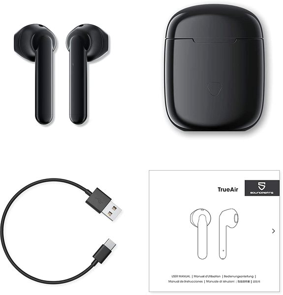 Wireless Headphones Soundpeats TrueAir Black Package content
