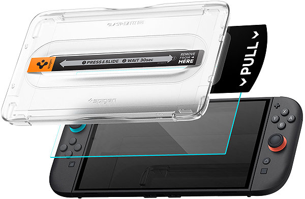 Glass Screen Protector Spigen Glass tR EZ Fit Pro 2 Pack Nintendo Switch 2 ...