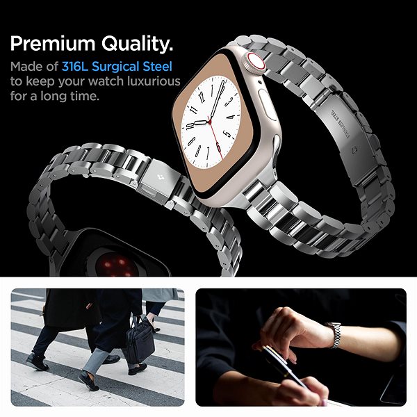 Remienok na hodinky Spigen Modern Fit 316L Band Silver Apple Watch 41 mm / 40 mm / 38 mm ...