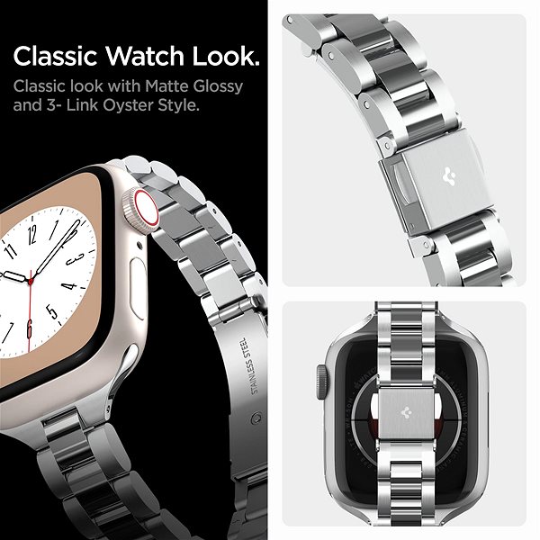 Remienok na hodinky Spigen Modern Fit 316L Band Silver Apple Watch 41 mm / 40 mm / 38 mm ...