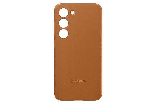 Telefon tok Samsung Galaxy S23 Bőr hátlap Camel ...