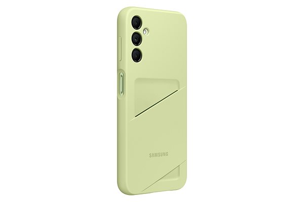 Handyhülle Samsung Backcover mit Kartenfach für Galaxy A14 Lime Seitlicher Anblick