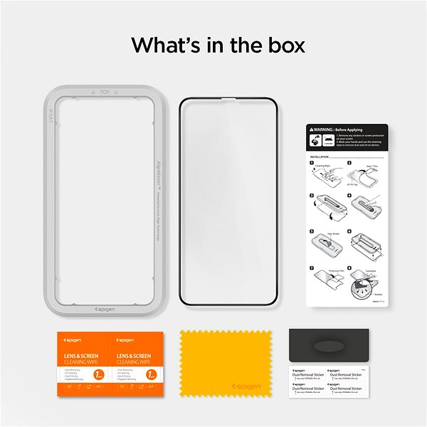 Üvegfólia Spigen Align Glass FC iPhone 10 Pro üvegfólia Csomag tartalma