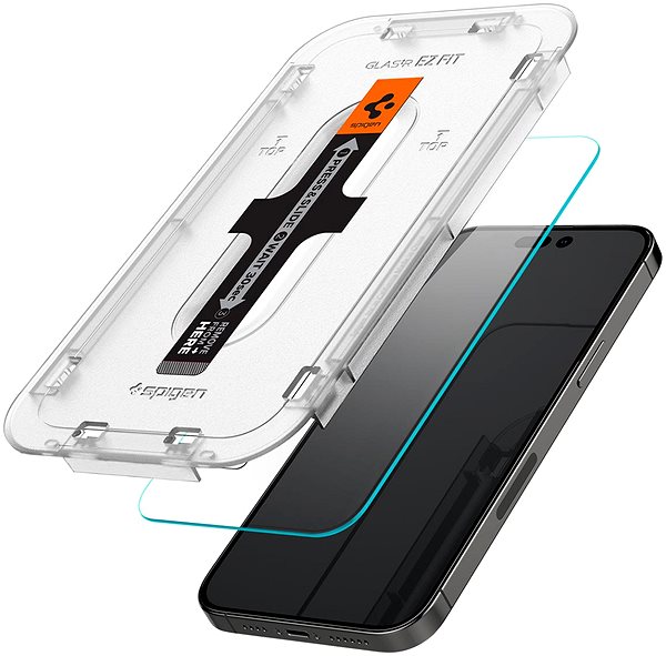 Glass Screen Protector Spigen tR EZ Fit 2 Pack Transparency Sensor Open iPhone 14 Pro ...