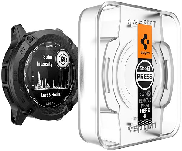 Glass Screen Protector Spigen Glass tR EZ Fit 2 Pack Garmin Instinct 2X Solar ...