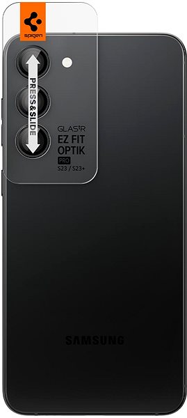 Kamera védő fólia Spigen Glass EZ Fit Optik Pro 2 Pack, black - Samsung Galaxy S23/Galaxy S23+/Galaxy S24 ...