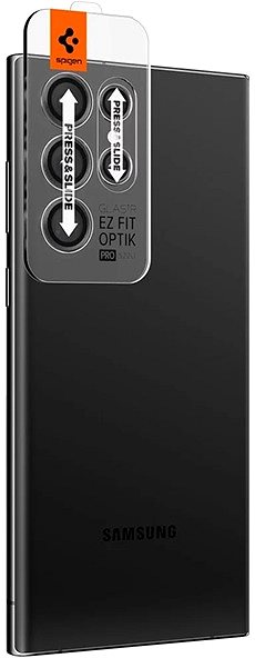 Üvegfólia Spigen Glass tR EZ Fit Optik Pro Black 2 Pack Samsung Galaxy S22 Ultra üvegfólia ...