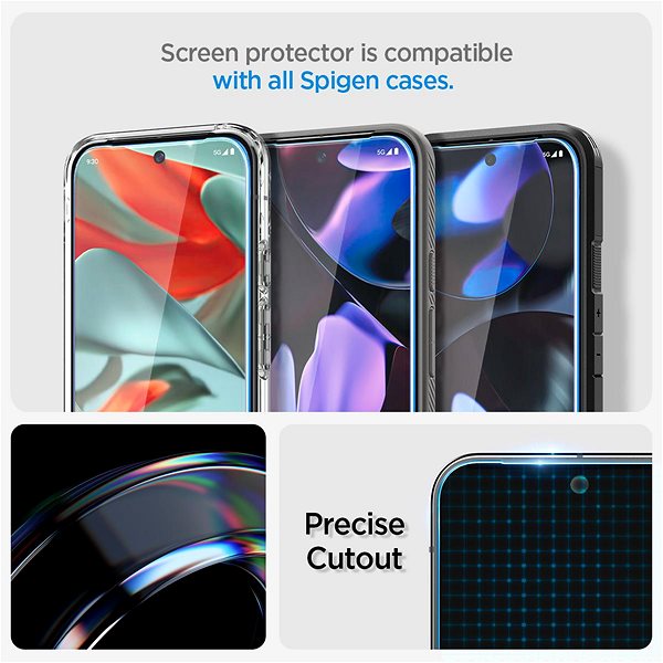 Glass Screen Protector Spigen Glass tR EZ Fit 2 Pack Transparency - Google Pixel 9/10 Pro/Pixel 9/10 ...