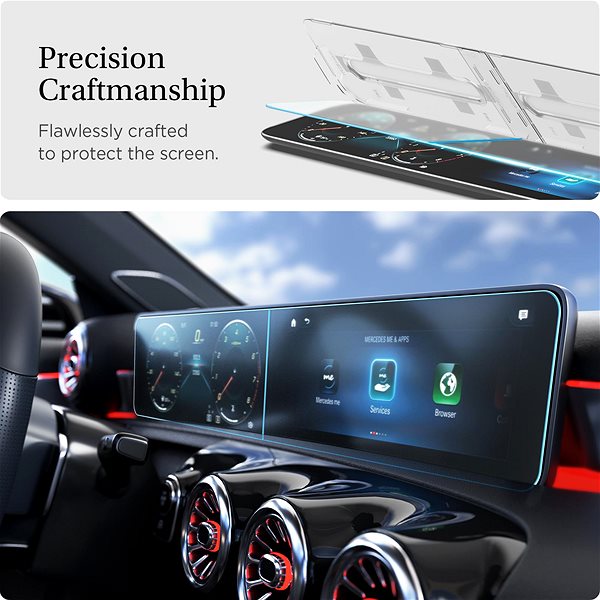 Glass Screen Protector Spigen Mercedes Benz Glass tR EZ Fit Anti Glare Screen Protector 2 Pack A-Class 2021/2020 ...