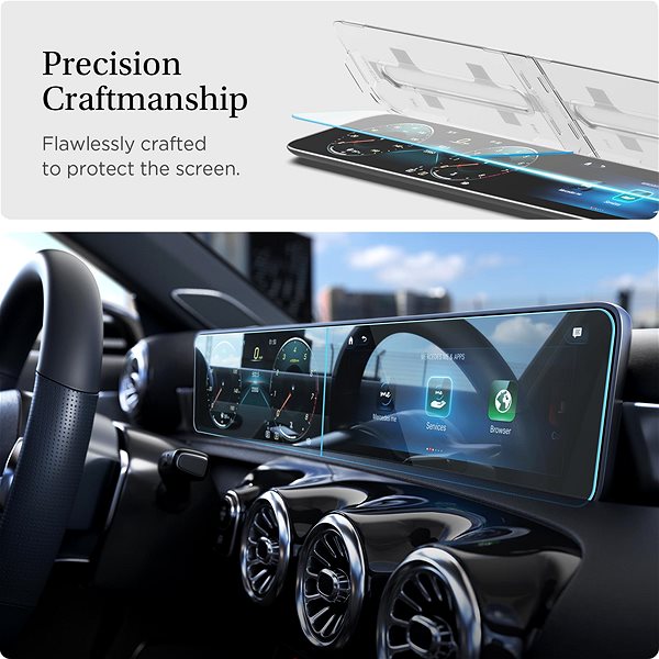 Glass Screen Protector Spigen Mercedes Benz Glass tR EZ Fit Crystal Clear Screen Protector 2 Pack A-Class 2021/2020 ...