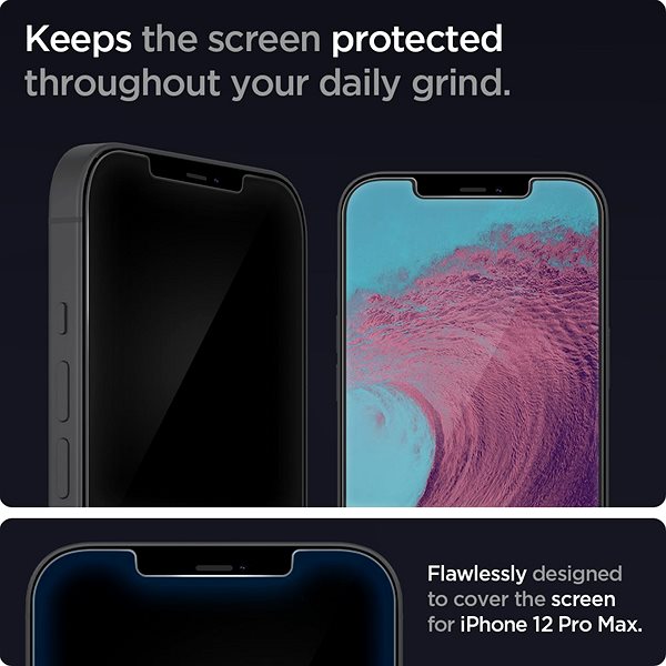Glass Screen Protector Spigen Glass tR EZ Fit 2P iPhone 12 Pro Max Features/technology