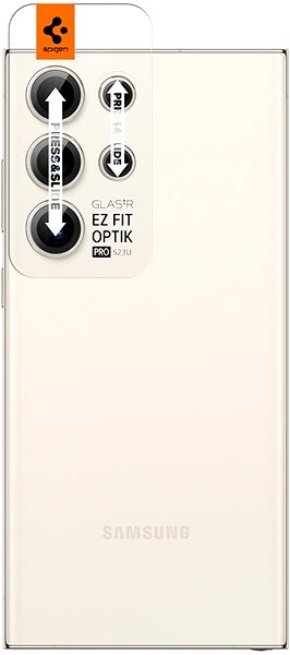 Objektiv-Schutzglas Spigen Glass EZ Fit Optik Pro 2er Pack Creme für Samsung Galaxy S23 Ultra ...