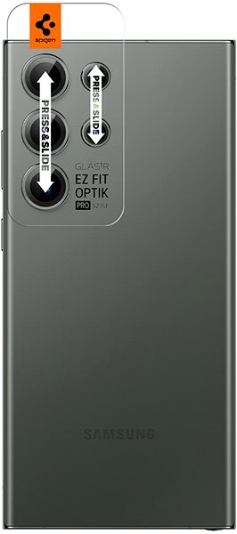 Objektiv-Schutzglas Spigen Glass EZ Fit Optik Pro 2er Pack grün für Samsung Galaxy S23 Ultra ...