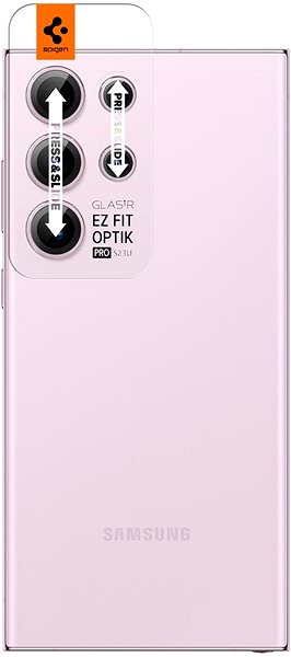 Kamera védő fólia Spigen Glass EZ Fit Optik Pro 2 Pack Lavender Samsung Galaxy S23 Ultra ...