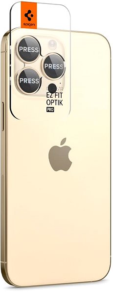Kamera védő fólia Spigen Glass EZ Fit Optik Pro 2 Pack Gold iPhone 14 Pro/iPhone 14 Pro Max ...