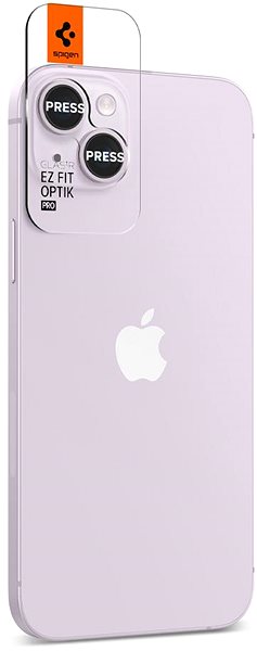 Kamera védő fólia Spigen Glass EZ Fit Optik Pro 2 Pack Purple iPhone 14/iPhone 14 Plus ...