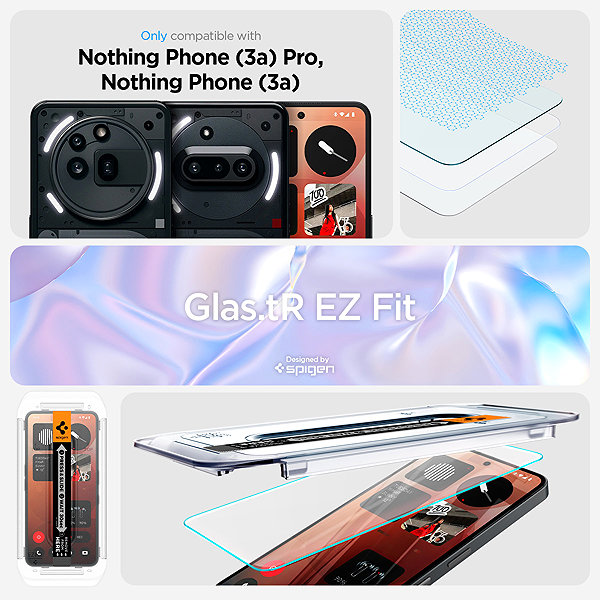 Glass Screen Protector Spigen Glass tR EZ Fit HD 1 Pack Transparency Nothing Phone (3a)/(3a) Pro ...