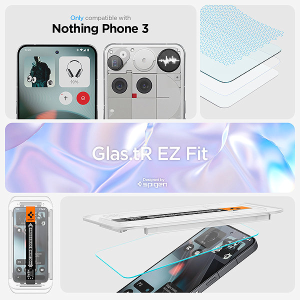 Glass Screen Protector Spigen Glass tR EZ Fit 2 Pack Transparency Nothing Phone 3 ...