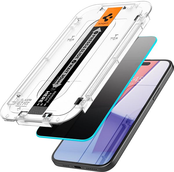 Üvegfólia Spigen Glass tR EZ Fit (Privacy) 2 Pack Transparency iPhone 15 ...