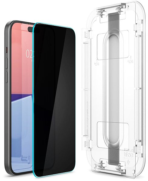 Glass Screen Protector Spigen Glass tR EZ Fit (Privacy) 2 Pack Transparency iPhone 16 Plus/15 Plus ...