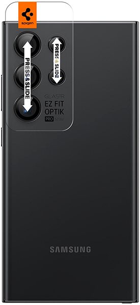 Schutzglas Spigen Glass tR EZ Fit Optik Pro 2 Pack Black Samsung Galaxy S24 Ultra ...