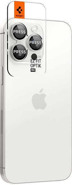 Schutzglas Spigen Glass tR EZ Fit Optik Pro 2 Pack White Titanium iPhone 15 Pro/15 Pro Max ...