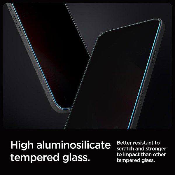Glass Screen Protector Spigen Glass tR EZ Fit (Privacy) 2 Pack transparency iPhone 17 Pro/17/16 Pro ...