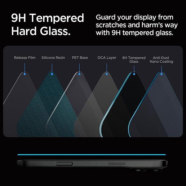 Glass Screen Protector Spigen Glass tR EZ Fit (Privacy) 2 Pack transparency iPhone 17 Pro/17/16 Pro ...