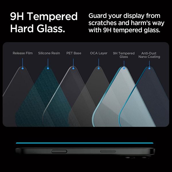 Glass Screen Protector Spigen Glass tR EZ Fit 2 Pack iPhone 18 Pro/17 Pro/16 Pro / 17 ...