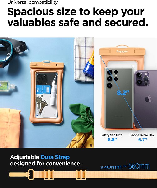 Mobiltelefon tok Spigen Aqua Shield A610 barackszín vízálló úszótok - 1 db ...