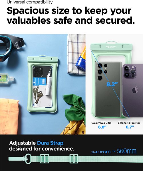 Mobiltelefon tok Spigen Aqua Shield A610 mentazöld vízálló úszótok - 1 db ...