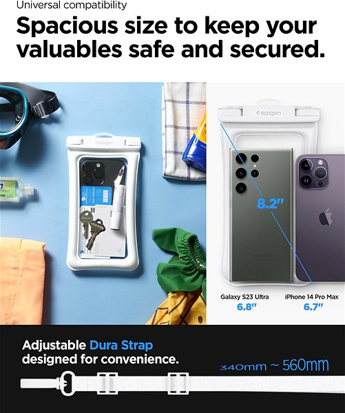 Mobiltelefon tok Spigen Aqua Shield A610 fehér vízálló úszótok - 1 db ...