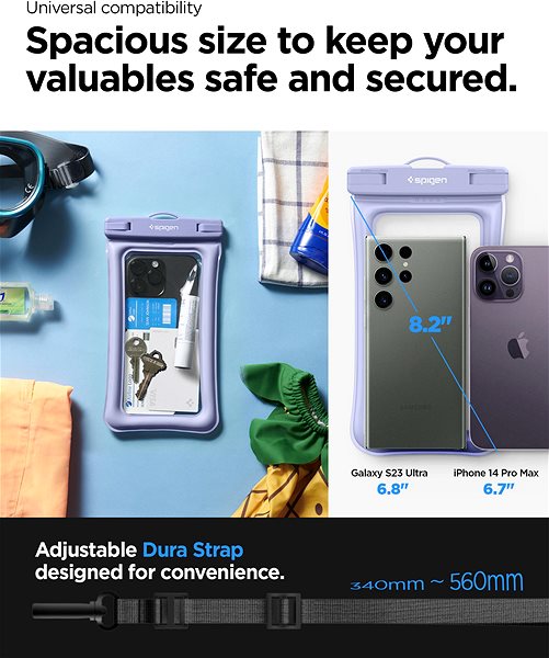 Mobiltelefon tok Spigen Aqua Shield A610 vízkék vízálló úszótok - 2 db ...