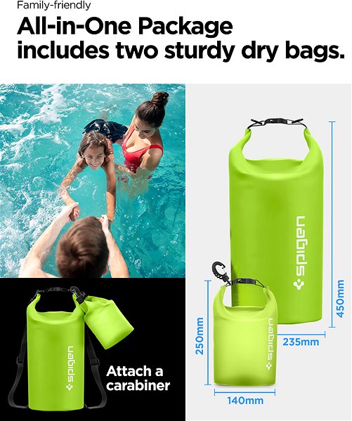 Mobiltelefon tok Spigen Aqua Shield WaterProof Dry Bag 20L + 2L A630 Cactus Green ...